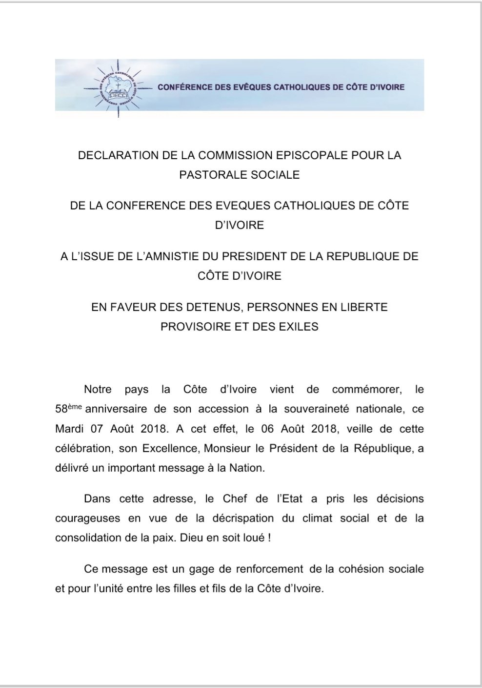 Mamadou Koulibaly Mgr Kone Antoine Odiene Au Nom De La Conference Des Eveques Catholiques De Ci Nous Met En Garde Contre Les Discours Susceptibles D Aggraver Les Dissensions Et Les Frayeurs Dans