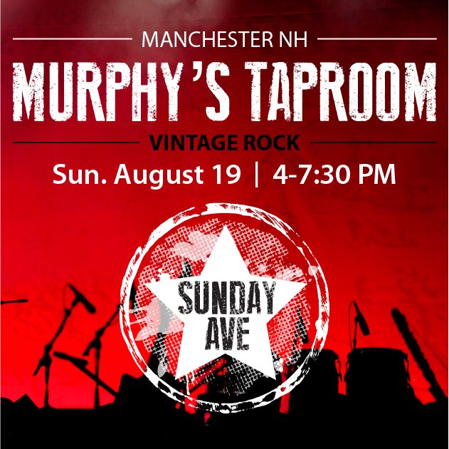 GravityGroupNE's tweet photo. Sunday Ave will be playing @murphystaproom Sun Aug 19 on Elm Street Join is! https://t.co/kzyiLvGAPf https://t.co/dyFLWiOBsi