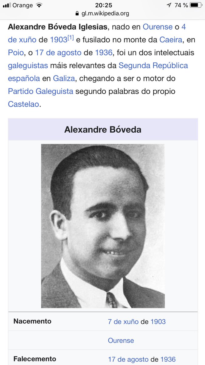 #17DeAgosto
#DíaDaGalizaMartir 
Alexandre Boveda ASASINADO
