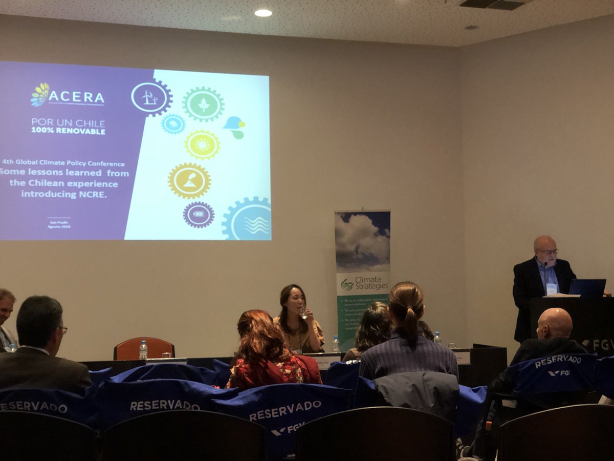 mmehling's tweet photo. @ACERAAG’s @cfinat explains conditions for explosive growth of #renewableEnergy in #Chile at #GCPC2018: aggress. competition, level playing field re. risk, sophisticated processes to secure social license. Obstacles remain, but outlook positive. New gov’t: 100% RE goal by 2040 https://t.co/MMHPWjpOfA
