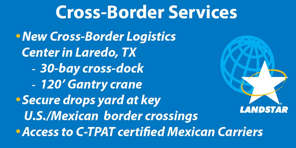 LandStarRYX's tweet photo. Do you have a weekend shipping emergency we can help with? Landstar has a New Cross Border Service Laredo, TX! https://t.co/5gBymAgcqI  

313-925-3234 
ops.roytrans@landstarmail.com https://t.co/SBxNxwsSIw