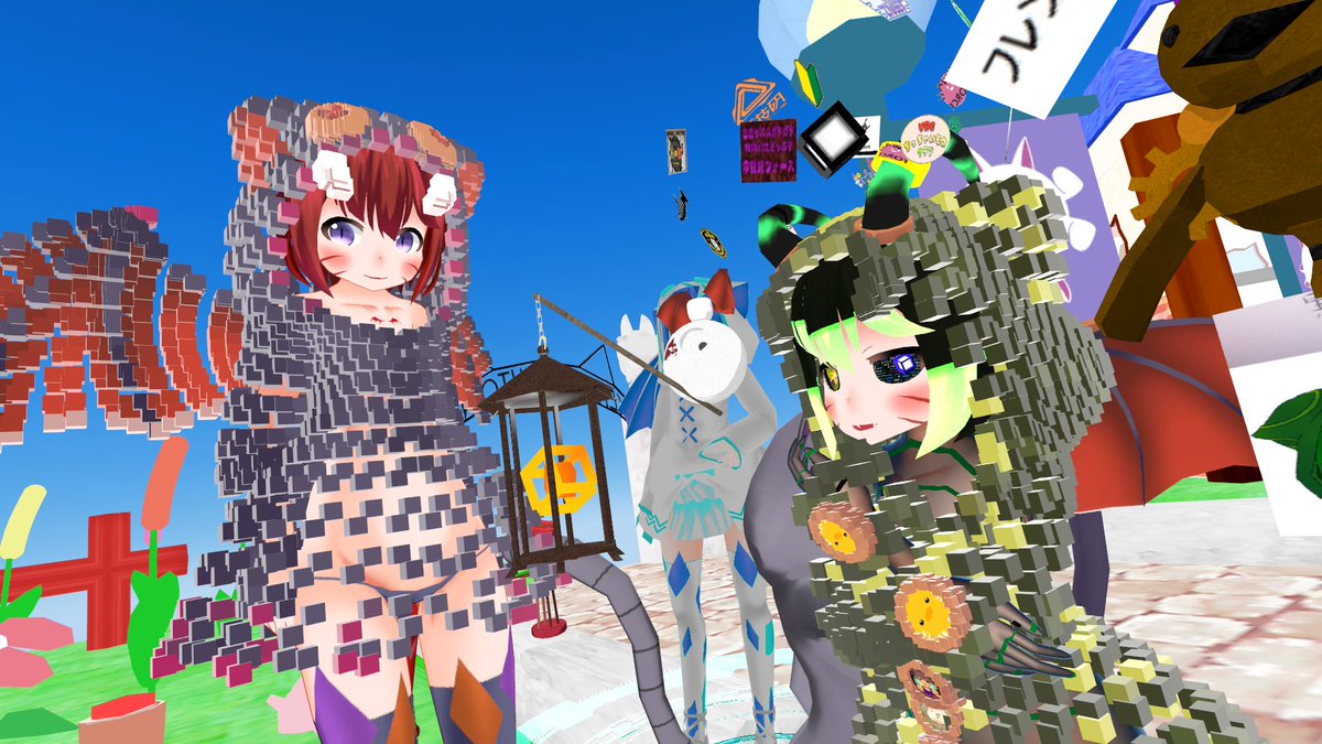 Noa P 今日のお写真 ボクセルシェーダー二人組 集会にはねこまちゃんの作者ねこますさんもいマシタ 今日のvrchat ねこま集会