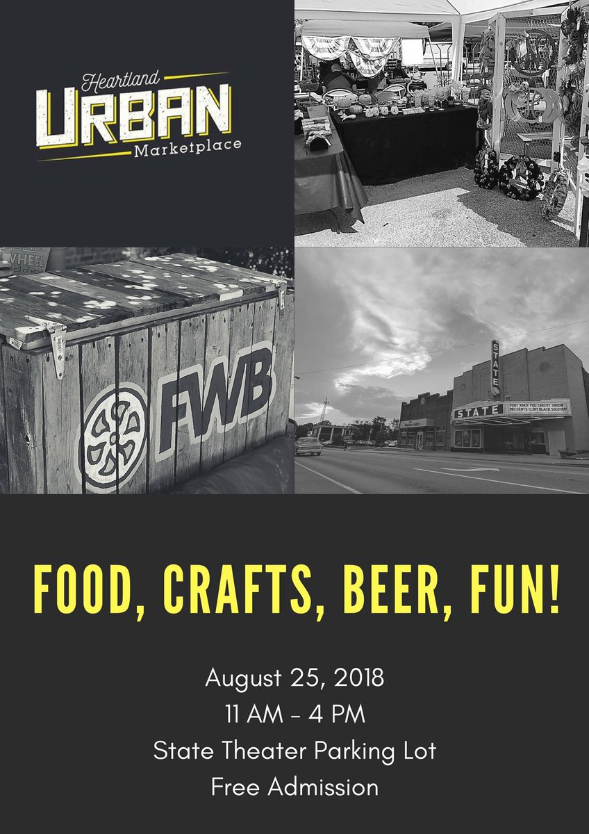 The 3rd Annual Heartland Urban Marketplace is just 8 days away! Come out and enjoy cold beer, good food, and nifty crafts!

August 25th @ 11am in the Historic State Theater Complex parking lot.

#TheState