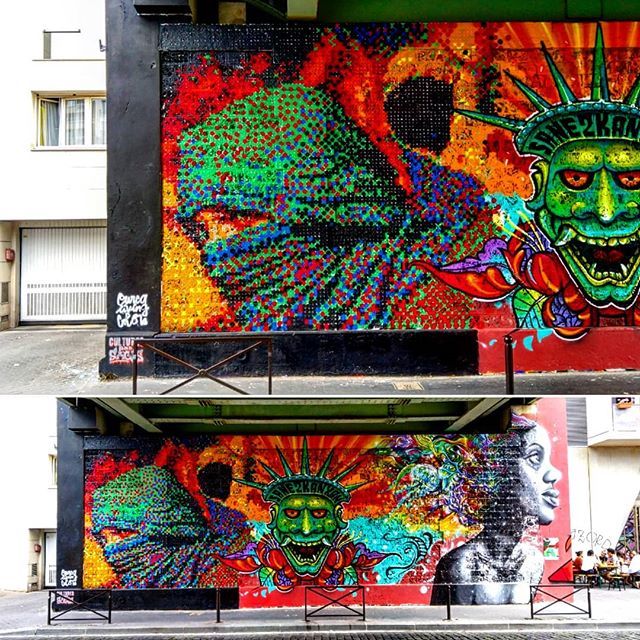 chilledoutco's tweet photo. @kan_dmv_street_pointillist with @sane2_bandits_badinc and @xanoy #collaborative #mural for @ourcqlivingcolors #festival #paris #france
#urbanart #streetart #kan #dmv #kandmv #sane2 #xanoy #xan #ourcqlivingcolors #ourcq #streetartfestival #colorful #poin… https://t.co/sHeicrz24l https://t.co/AS5Ba9G34t