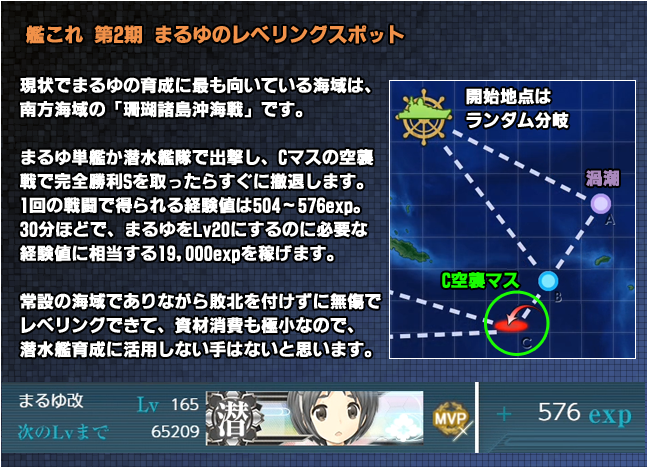 パラオのまるゆ提督 艦これ 第2期 まるゆのレベリングスポット とりあえずここでlv175を目指そうと思います