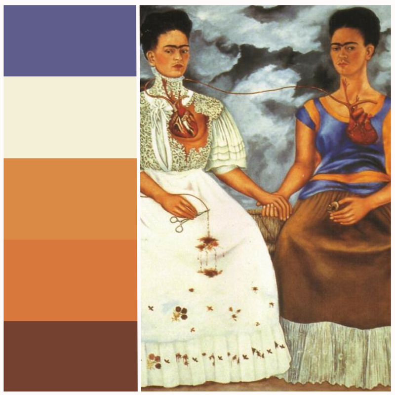 BindingAgency's tweet photo. Use @Adobe's free Color CC tool to generate a color scheme for your web or #graphicdesign project. Upload an image (here, Frida Kahlo's "Two Fridas") to generate color inspiration! https://t.co/7Ih8NNNYvc  #colorscheme #arts #design https://t.co/d44actbybi