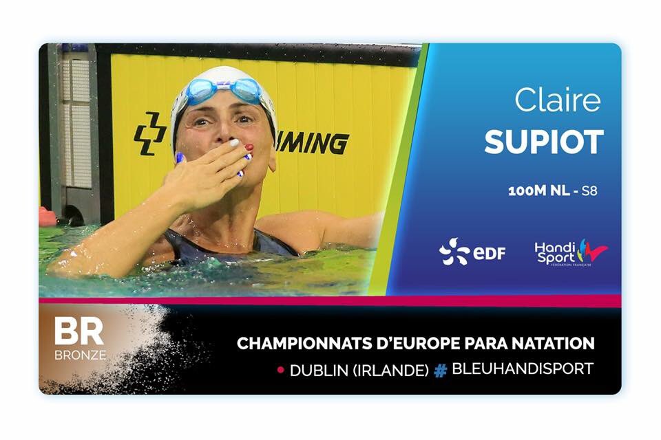 ClaireSupiotOff's tweet photo. «La compétition avance et je savoure chaque jour un peu plus. Une troisième place aujourd’hui sur la finale du 100m NL S8, où j’ai battu mon record personnel et établit un nouveau record de 🇫🇷 !
Encore une fois merci pour votre soutien que je ressens depuis Dublin » https://t.co/QWHnQ0GUNf