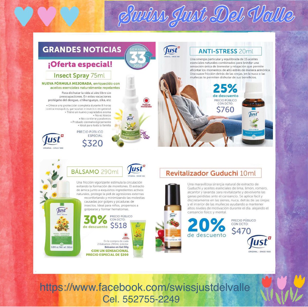KarinaPC_'s tweet photo. La Semana 33 en Just viene con espectaculares ofertas💝. A tus órdenes para cualquier información, contáctame al 04455-2755-2249. #Antistress #Balsamo #Guduchi #InsectSpray.  Favor de RT @cddelosdeportes https://t.co/n8AwcTYQ2y