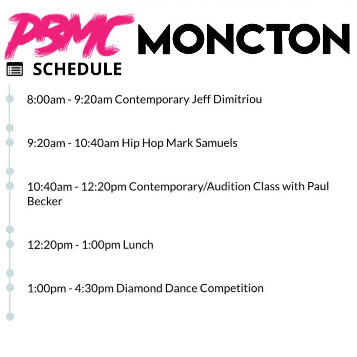 PBMasterclass's tweet photo. Here is the schedule for PBMC Moncton! See you all tomorrow! https://t.co/Ysn3BGuaKd