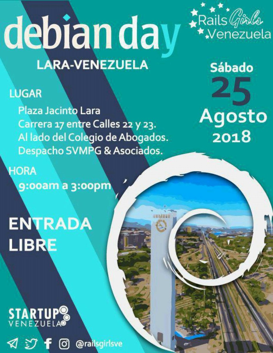 techbustersve's tweet image. Atención Barquisimeto y Maracay... #debian #debianday #FLOSS #Linux #Barquisimeto #Maracay