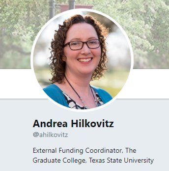 TXSTGradCollege's tweet image. Today's #FundingFriday tip: follow @ahilkovitz, external funding coordinator! Since she works closely with the #txst grad community, she's able to share the scholarships/fellowships/grants that best serves our students. Take advantage of this resource ASAP! #KnowYourTXST