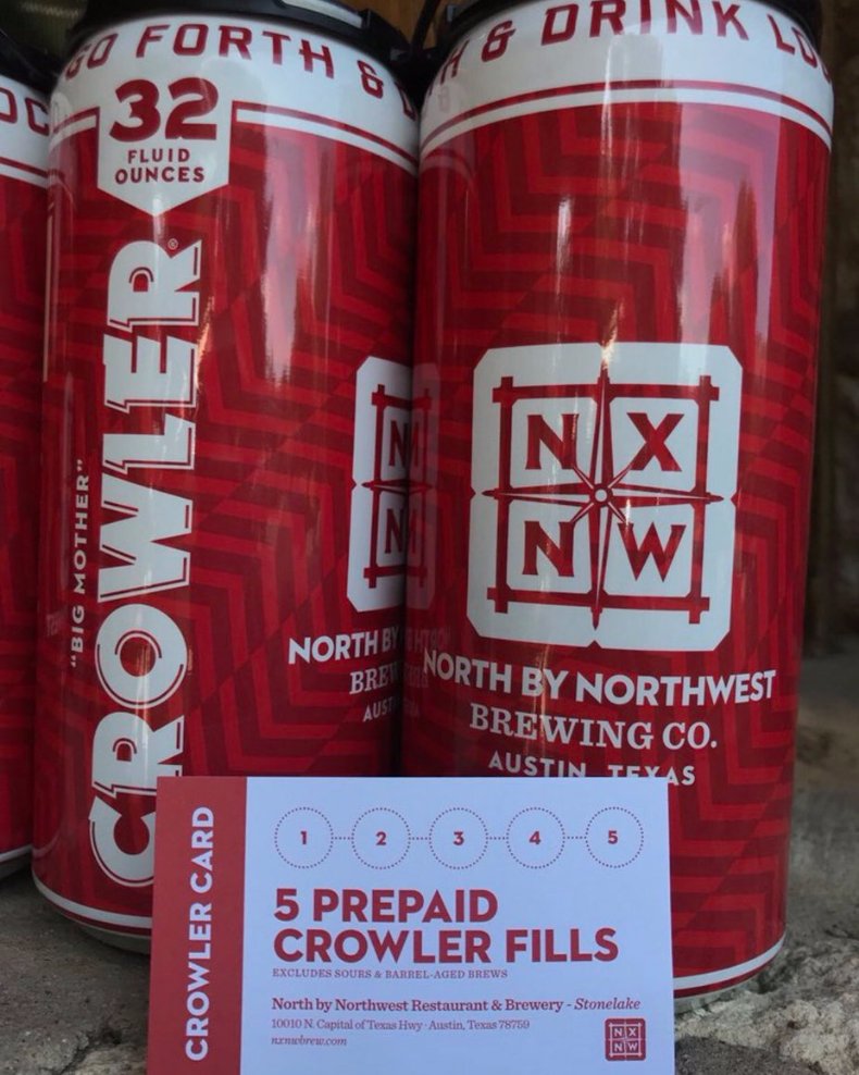 Perks of Happy Hour At NxNW?
You can always take home a crowler punch card on your way out and receive five fills for $40.
HH Menu🍺 >> buff.ly/2Mp5alH 
.
#atxhappyhour #atxcraftbeer #craftbeer #Austin #drinklocal #crowlers #beertogo
