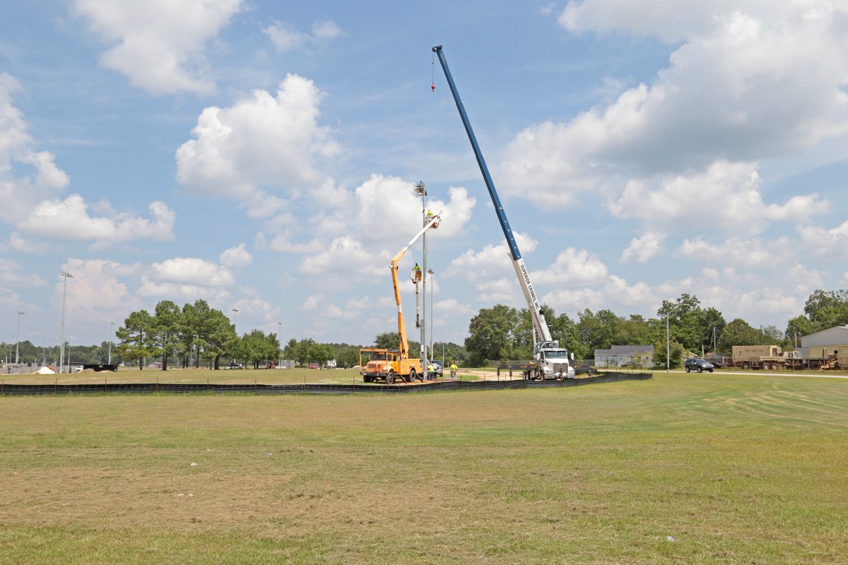 SumterCountyGov's tweet photo. Pics of the installation of lights at Dillon Park as 3 new football fields, a pavilion and parking area - here: https://t.co/PKLob66jcE #SumterSC #PennyForProgress https://t.co/VsLAgZpXmc