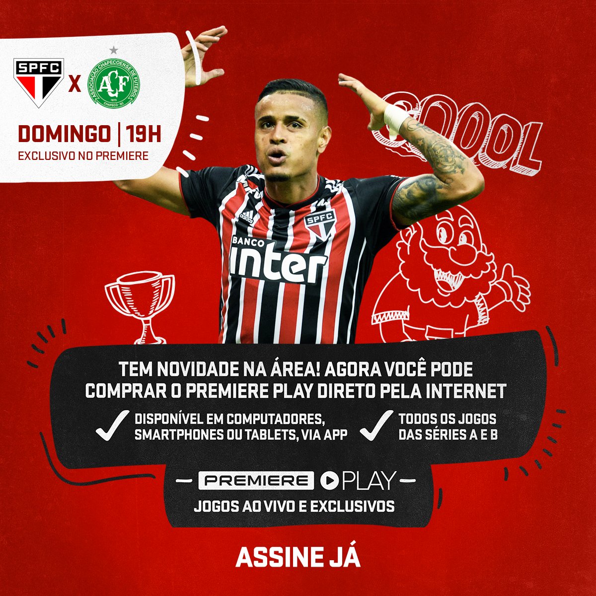 SaoPauloFC's tweet image. Já está sabendo da novidade? Agora você pode comprar o Premiere Play direto pela internet e curtir a todos os jogos do Tricolor no @canalpremiere! Neste domingo, é jogão pra defender a liderança contra a Chape! #oMelhorTimeÉoSeu #NossoFutebol 

Saiba mais: bit.ly/2MInLKh