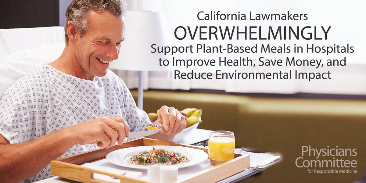 Great news! A California bill that would bring plant-based meals to every hospital in the state is now another step closer to becoming law, after passing through the Assembly Appropriations Committee this week! pcrm.org/media/news/pla…
