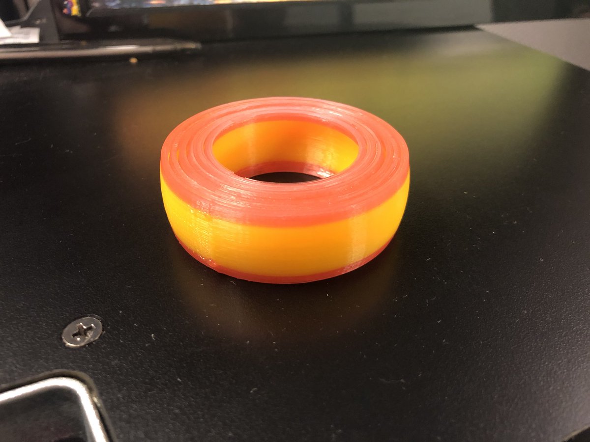 TinWhiskerzBlog's tweet photo. Two color concentric ring #fidget in @Polymaker_3D PLA on my @lulzbot3D mini. Learned about this model from @adafruit and @ecken @videopixil https://t.co/72nBi3HH59