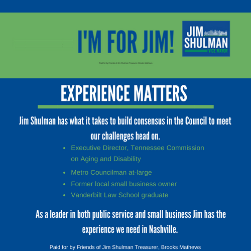 JimShulman3's tweet photo. Jim Shulman has the experience we need in Nashville. #ImForJim https://t.co/jiAWkXiVrC