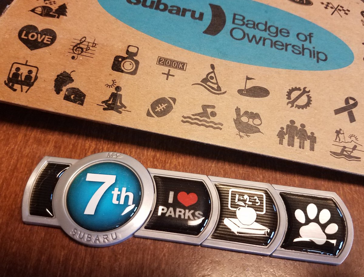 mlstal's tweet photo. I just received the #BadgeofOwnership for my new 2018 Outback. I like that Subaru does this... it is fun to see them on other Subaru vehicles. #itsasubaruthing https://t.co/ef6jDDwx2u