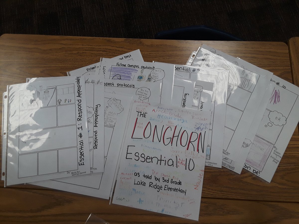 Kinderglott's tweet photo. 3rd grade scholars created a comic book of the #LonghornEssentials @LRELonghorns @cedarhillisd https://t.co/KtzIX5KfS2