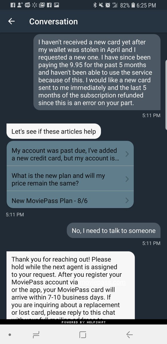 hcroth's tweet photo. I knew @MoviePass was having trouble financially, but, I never thought they would have to "steal" money from their customers via services unrendered....horrible customer service.
(Rest of convo is in thread) https://t.co/nYZAy1EZr1