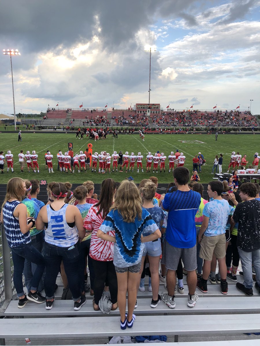 Krelmi's tweet image. HAPPY to be standing for the game so I can see over the student section!!!  ❤️❤️ GO JAY!!