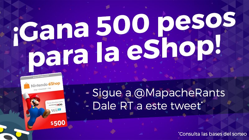 ¡Gánate un código de 500 pesos para la eShop! Checa el video y sigue los pasos para participar. ¡RT RT RT! 

➡️ youtu.be/nNoWhe1GV6E
➡️ BASES: bit.ly/sorteo20k