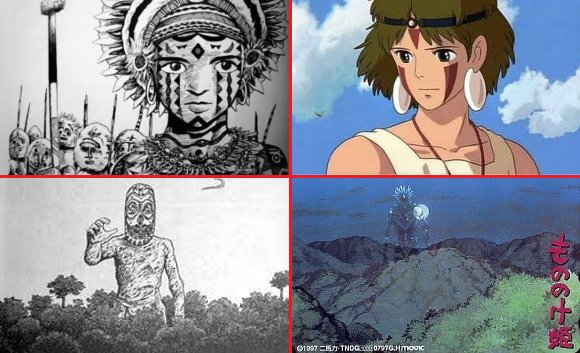 And now for the big one - Hayao Miyazaki has said he was greatly inspired by Mud Men. You can see it heavily in Princess Monoke (1997), just swap the gender of the protagonists.