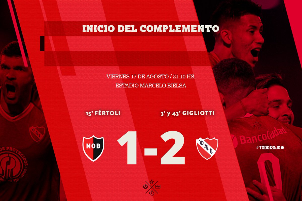 Independiente's tweet photo. ¡Arranca el segundo tiempo!

Vamos por más, Rey

#TodoRojo 🔴 https://t.co/GPTFx5mTol