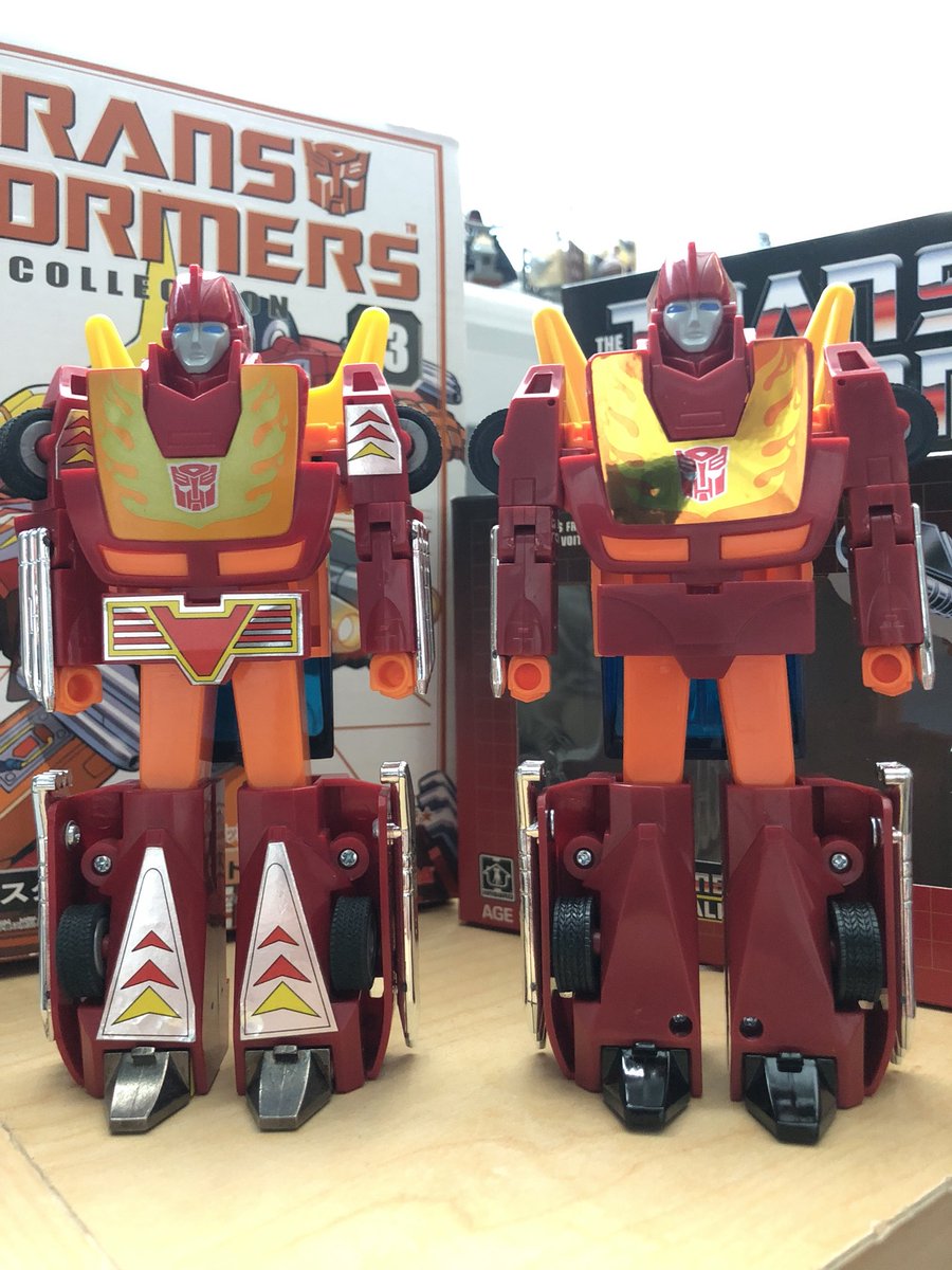 justinrod's tweet photo. If owning multiple versions of the same toy is wrong, I don’t want to be right. #G1HotRod #Rodimus https://t.co/RNvW3VnMyH