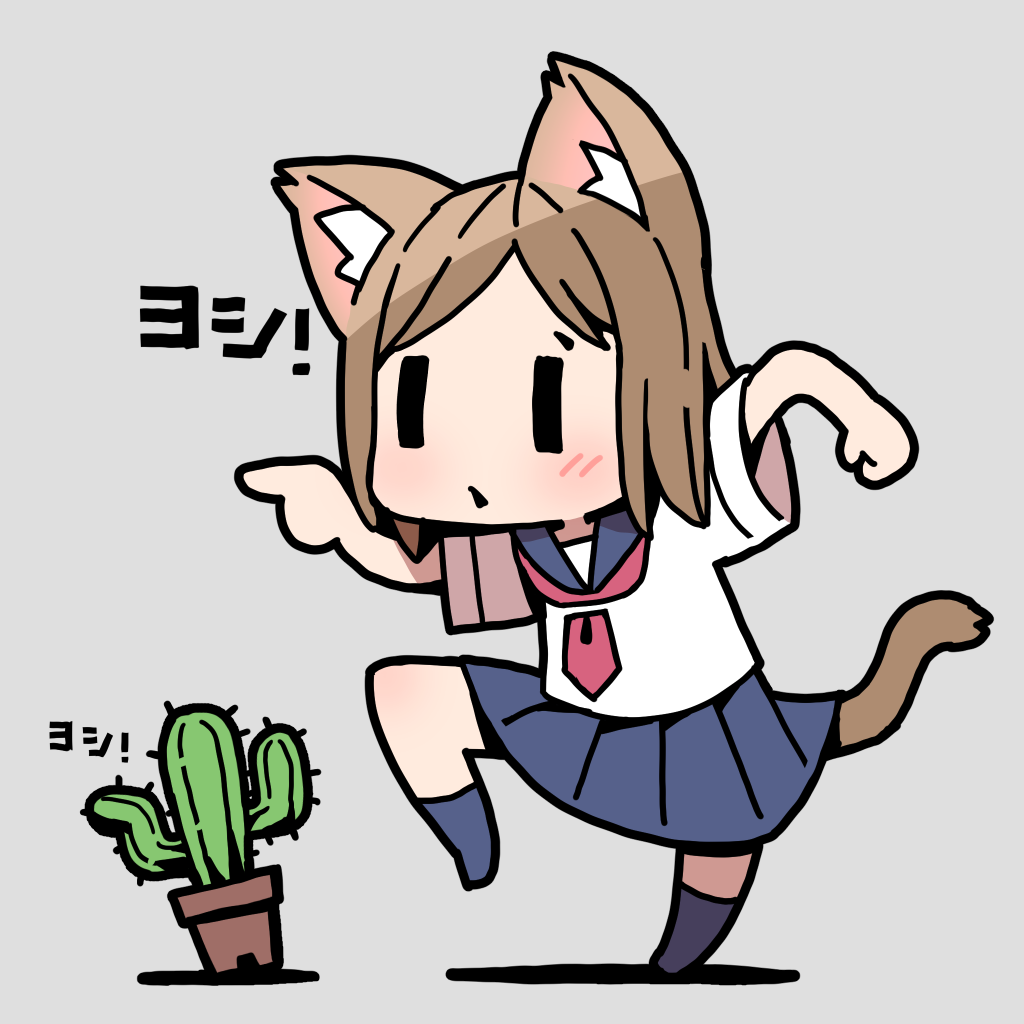 1girl animal ears tail cat ears school uniform cat tail solo  illustration images