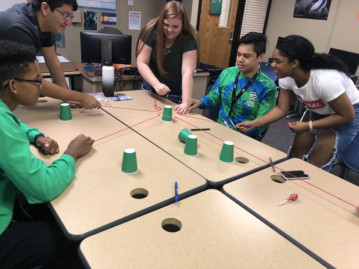DecaDoherty's tweet photo. Doherty Entrepreneurship students thinking on their feet today creating cup towers using string and rubber bands. Communication, design, and teamwork. Proud of these aspiring entrepreneurs working together to become #emergingleaders #doherty #cte #d11 #coloradodeca #dohertydeca https://t.co/hpHoVHev6O