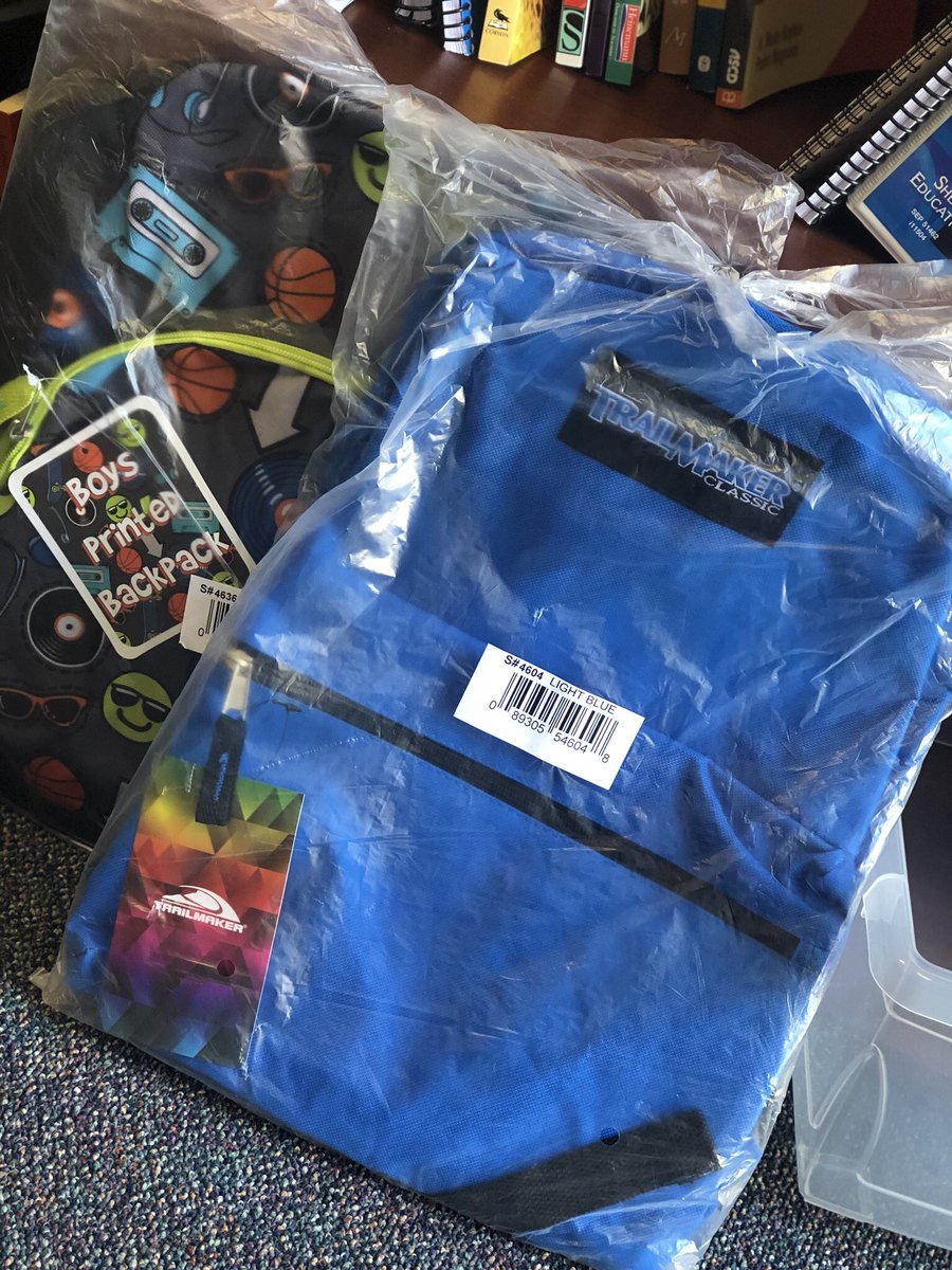 KSmithSchool's tweet photo. We got an amazon delivery of two backpacks today!! Thank you to the anonymous donor! Please consider helping our kiddos be prepared and confident for their first day! #BackToSchool https://t.co/XOGh7oSCVe