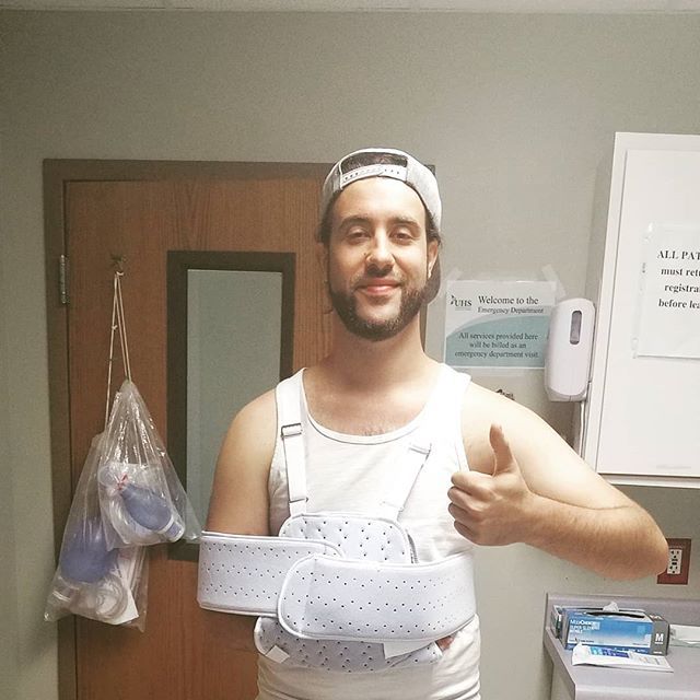 ShadowHorseRun's tweet photo. They say drummers are crazy and sometimes wreckless. Well this time the saying is true. Broken Collarbone for @tldrumz 
We had to cancel some shows, but we will make it up to you soon! 
#drummer #brokenbones #clavicle #snap #sling #ouch #metal #rock #myt… https://t.co/hiUoUvSDUr https://t.co/C2PvylikOP