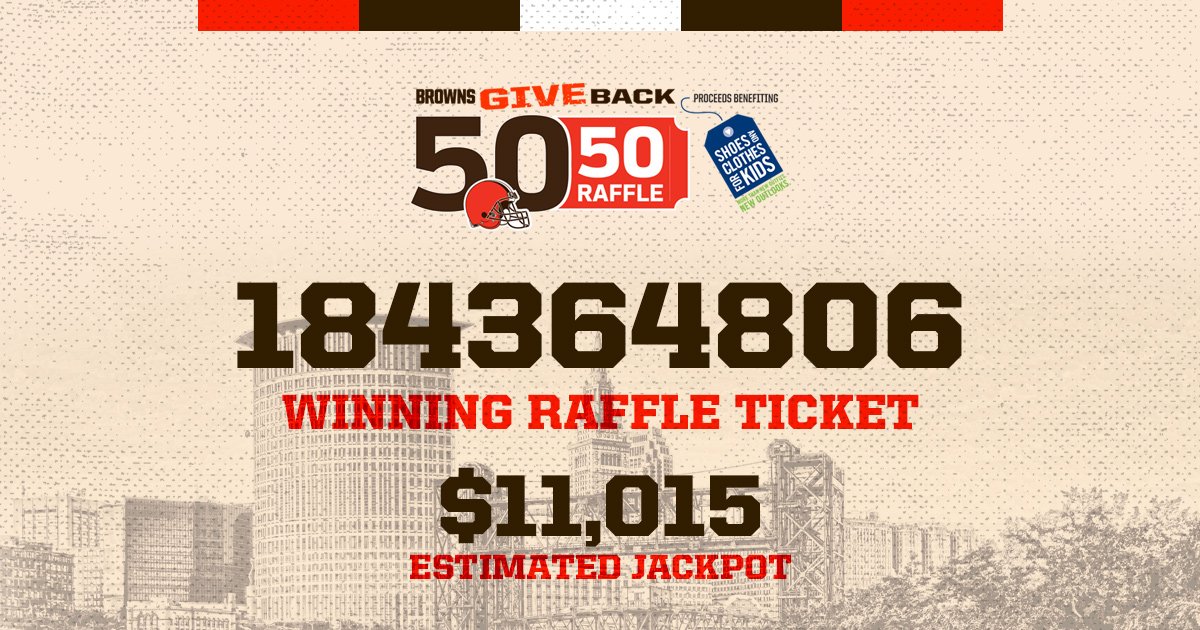 50/50 Raffle Results:   Winning #: 184364806   @BrownsGiveBack 50/50 Raffle Proceeds Benefit @SC4K https://t.co/zpb1kRZ2aN