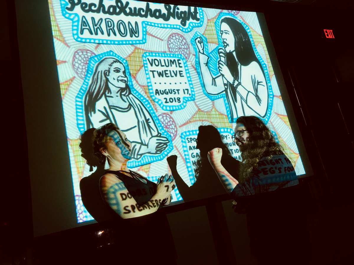ShaneAnneWynn's tweet photo. Presenting at @PKAkron w writer and project partner @hannah_com12 #pechakucha #transakron @AkronCF https://t.co/No4oK13U2V