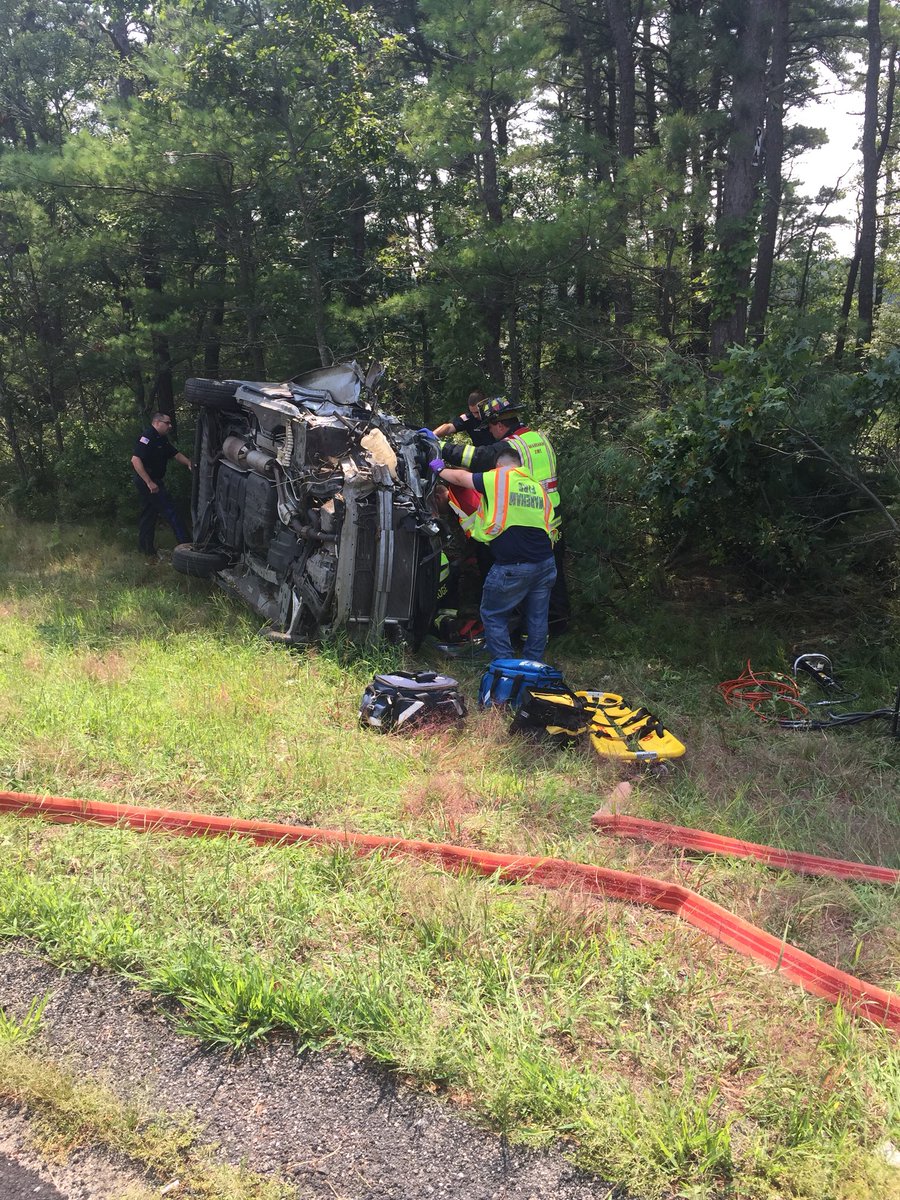 WarehamFire's tweet image. C-3, shift 4 responded to a Mva Rt 25 East bound , two entrapped. Special thanks to #onsetfire, #wareham police, #wareham DNR, and #MSP to make this a successful extrication