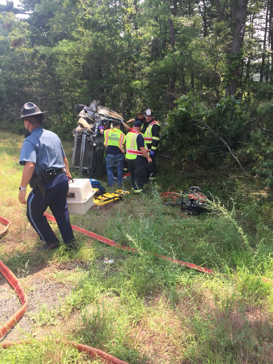 WarehamFire's tweet image. C-3, shift 4 responded to a Mva Rt 25 East bound , two entrapped. Special thanks to #onsetfire, #wareham police, #wareham DNR, and #MSP to make this a successful extrication
