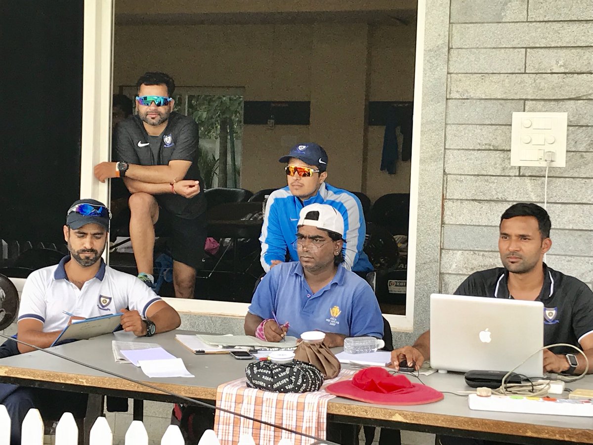 ajratra's tweet photo. During practice match with supportstaff #ajayratra #coach #nca #indiau19 #practisematch #supportstaff @BCCIdomestic https://t.co/mkjcj6zfyL