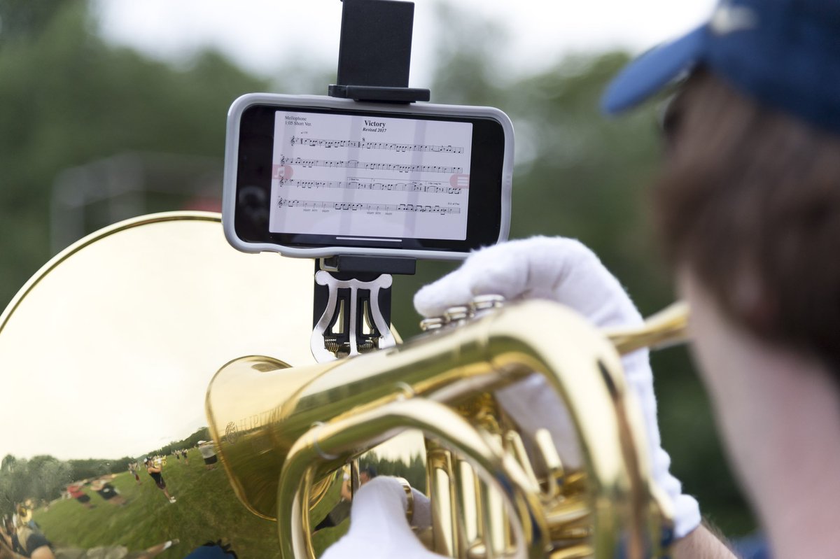 pittbandphoto's tweet photo. I've been around bands most of my life.  It seems weird to see no paper music or drill sheets in the @PIttBand. https://t.co/4wuV3uceEg