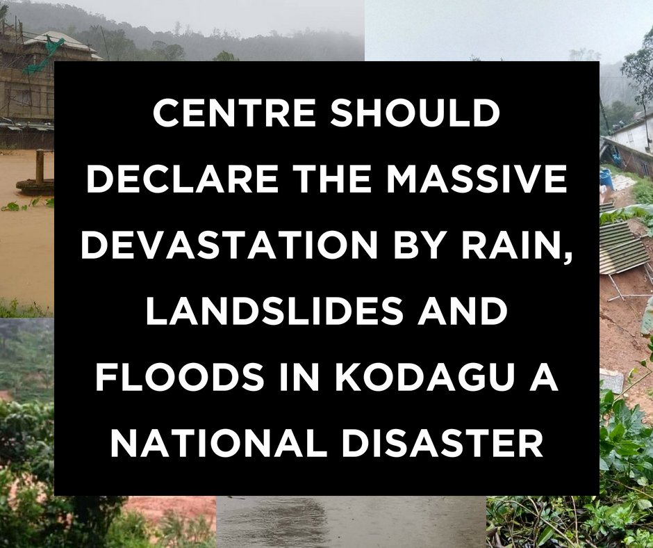 KodaguConnect's tweet photo. Centre should declare the massive devastation by rain, landslides and floods in Kodagu a national disaster. @HMOIndia @PMOIndia @nsitharaman @rajeev_mp @CMofKarnataka https://t.co/AJTE4t6qCi