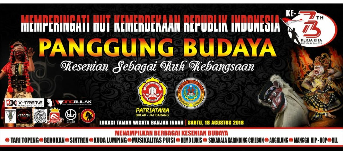 InfoJatibarang's tweet photo. Panggung Budaya dalam Rangka Peringatan HUT RI Ke 73 di Taman Banjar Indah, Bulak, Jatibarang, Indramayu.
Sabtu, 18 Agustus 2018. #17AN #HUTRI73 #73TahunMerdeka
#17AN
#17AN
#17AN https://t.co/u0BNwwaUWP