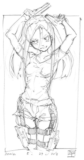 デュアルハンドガン娘
#sketch #doodle #落書き 