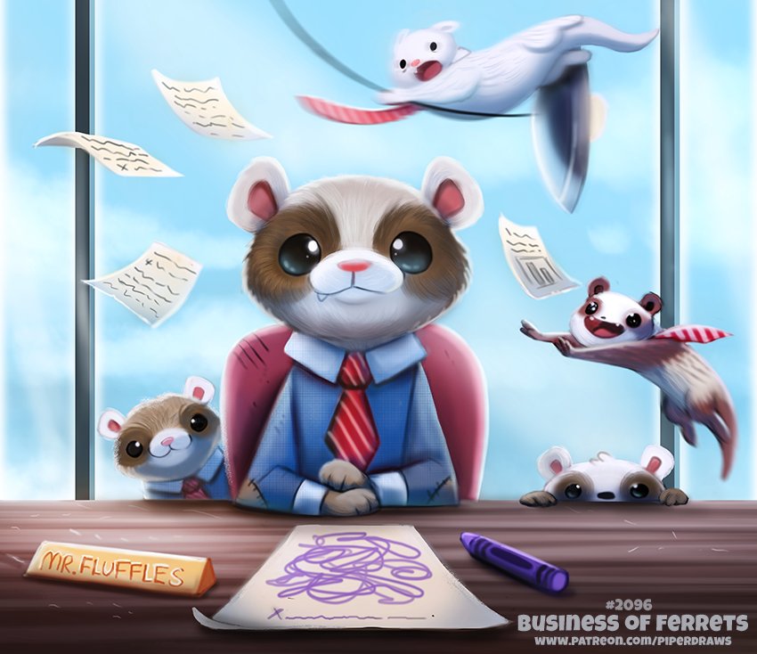 Cryptid_Create's tweet photo. Daily Paint 2096. Business of Ferrets
*Actually what a group of ferrets is called.

#illustration #animals #cute

Daily Paintings Book: https://t.co/kgYQdxzXKy     
https://t.co/msrmM6p5QT https://t.co/31Ksp7fA1q