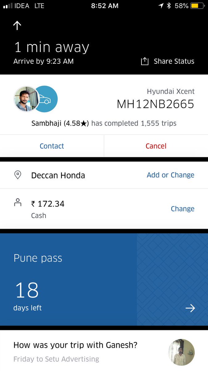Rockscratcher's tweet photo. This guy cancels the trip and abuses customers. @Uber_India you need to really check what type of driver partners you select. Need immediate action from you. #UnsafeUber https://t.co/VBk6Qh1Oxo