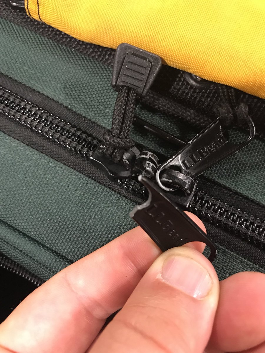 thejamiewells's tweet photo. @LLBean after almost 10yrs the airlines have finally gotten too rough with my beloved roll aboard. Got spare zipper pulls? https://t.co/M9a1GqgjNF