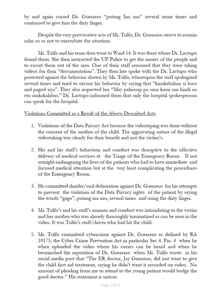 tonyocruz's tweet photo. LOOK: PGH-@UPManilaOnline Legal Office says Ramon Tulfo could be held liable for six (6) violations of the PGH rules and the law last Aug 15 https://t.co/gWmsRe8kAY
