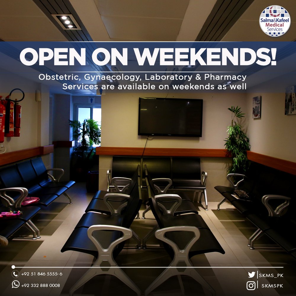 SKMS_PK's tweet photo. We know how busy weekdays can be hence we're available for you with all our services even during the weekends.
آپ کی سہولت کیلئے skms کے ماہرین ہفتے اور اتوار کو بھی موجود ہیں.
Call Now: +92 51 846 5555- 6
#SKMS #openonweekends #visittoday https://t.co/SixOyFDpIb