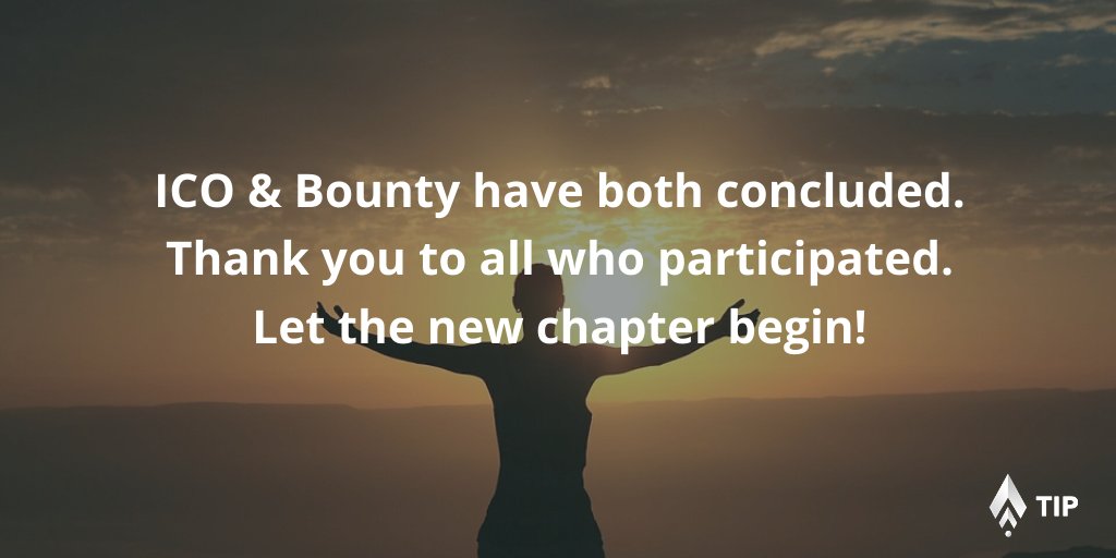 #ICO & #Bounty campaign have both concluded. Thank you to all who participated! #Tokens will be distributed in 2 weeks. Exchange listing will be done by then as well. In the meanwhile, tell your friends to get their #usernames: buff.ly/2LLIKyh 
#TipBlockchain #Crypto