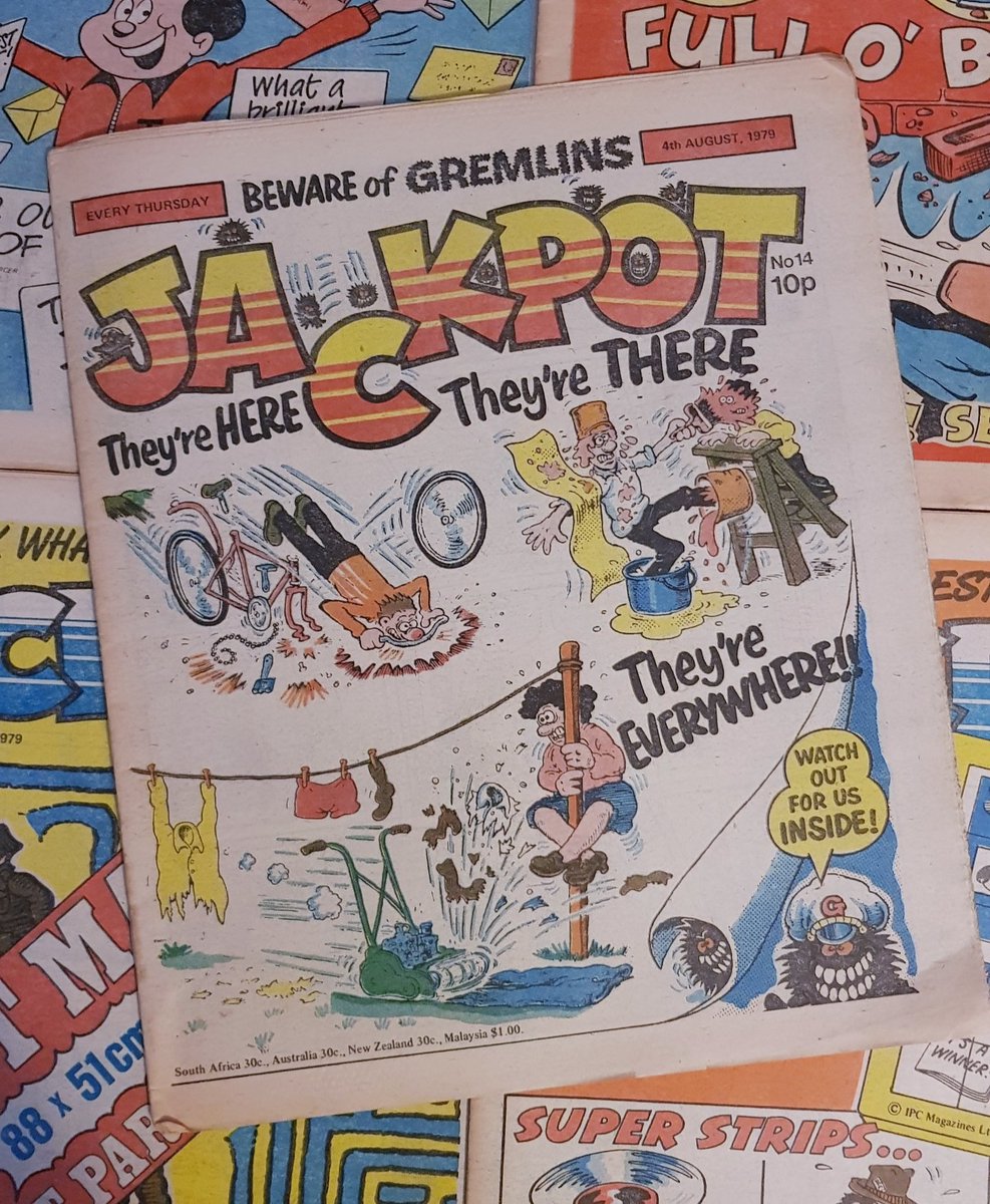 MarkRJones1970's tweet photo. 10 more #Jackpot comics from 1979, including the Summer Special, turned up just now. All for the princely sum of Β£2.05! #IPCMagazines #KingsReachTower #comics https://t.co/93CyyTUw23