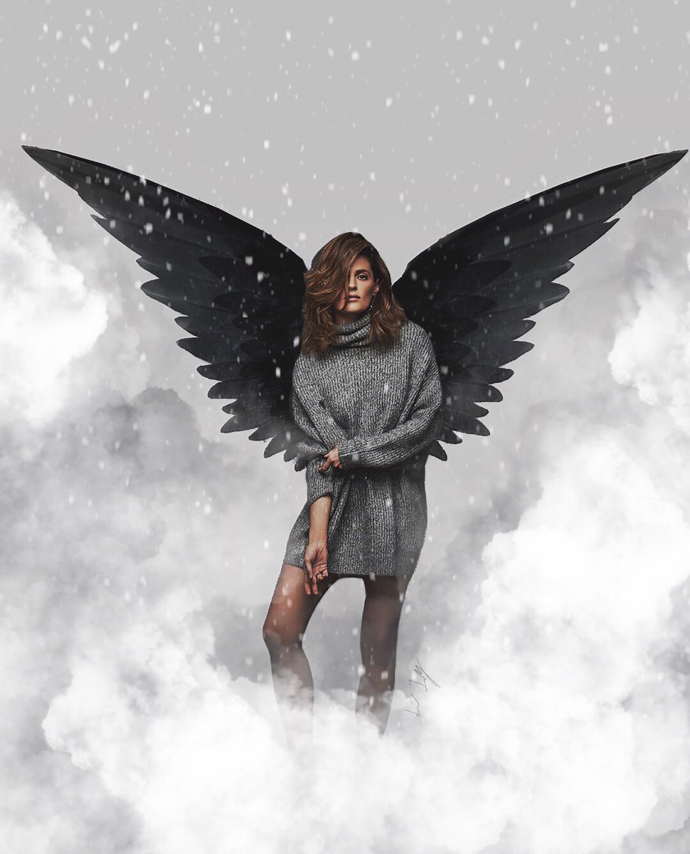 LololovaX's tweet photo. I think I found a new hobby, turning ⁦@Stana_Katic⁩ into the angel she is🖤 #StanAngel https://t.co/J64P2XSTFM